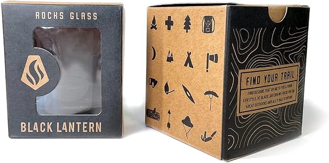 Black Lantern Whiskey Glasses Set of 2 – Elk Above Treeline Design 11oz Old Fashioned Glasses with Gift Box