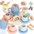 Wooden Tea Set for Little Girls, Play Food Sets for Kids Pretend Play Kitchen by Masonbaby
