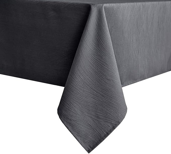 maxmill Jacquard Tablecloth Swirl Design Water Resistance Antiwrinkle Heavy Weight Soft Table Cloth for Buffet Banquet Parties Event Holiday Dinner Rectangle 60 x 84 Inch Charcoal