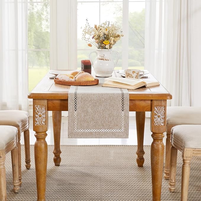 Rustic Burlap Table Runner, Coffee Table Runners 60 inches Long | Double Layer - Image 4