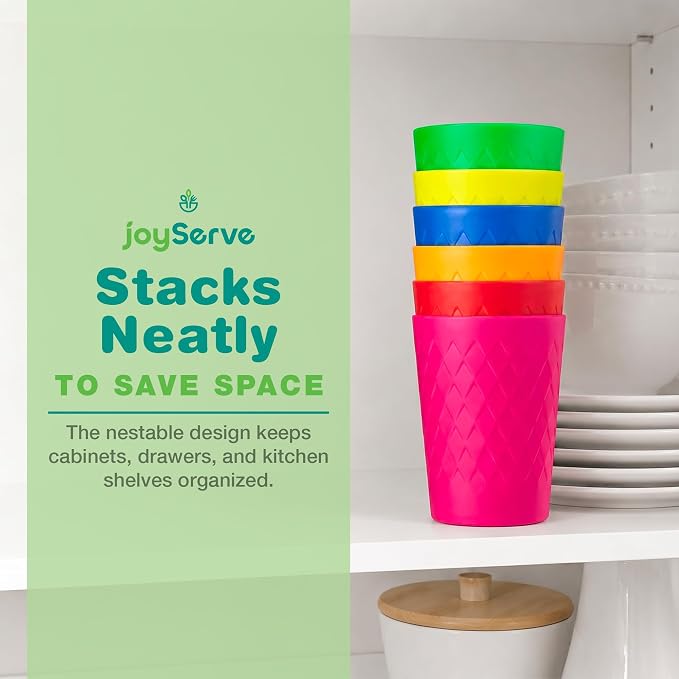 JoyServe Kids Plastic Tumblers, 10 oz Reusable Drinking Cups, Unbreakable - Image 5