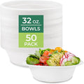 Freshware Paper Bowls - Disposable 32 oz Soup Bowl, 50-Pack Biodegradable Sugarcane Fiber Serving Bowls - Heavy Duty Bagasse for Hot Food Plates - Microwave & Freezer Safe, Stackable Dinnerware