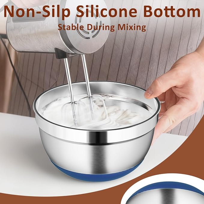 9 Pack Mixing Bowls with Airtight Lids Set, Stainless Steel Mixing Bowls with - Image 3