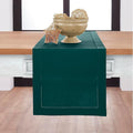 Solino Home Cotton Linen Table Runner Dark Green Hemstitch, 14 x 120 in | by SolinoHome