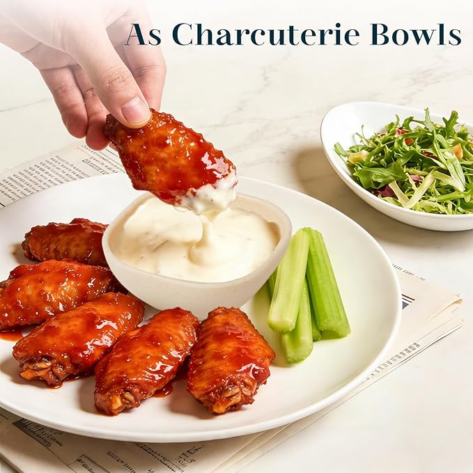Dipping Bowls 5 OZ, Wheat Straw Small Bowls for Dips, Reusable Small Plastic Bowls Set of 6, Unbreakable Charcuterie Cups, Charcuterie Bowls for Kitchen, BBQ, Party, RV - Beige