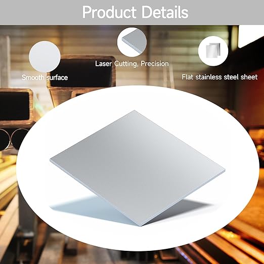 304 Stainless Steel Sheet - 4PCS 4" X 4" X 1/64" Thin Stainless Steel Plate 1/64 Inch Thickness with Protective Film Metal Sheets Shim Stock for Kitchen DIY Crafting (101 x 101 x 0.39 mm)