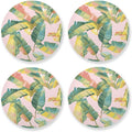 Tropical Banana Leaf Round Coaster 4 Pcs Cork Placemats Hot Pads by KLL