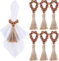 Meplait 6 Pack Wooden Bead Napkin Rings, Boho Farmhouse Table Decor, by Meplait