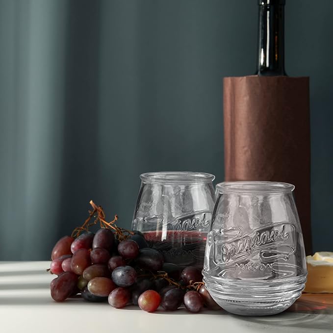 Glaver's Stemless Wine Glasses 21 Oz. Set Of 4 Original Mason Vintage Goblet - Image 8
