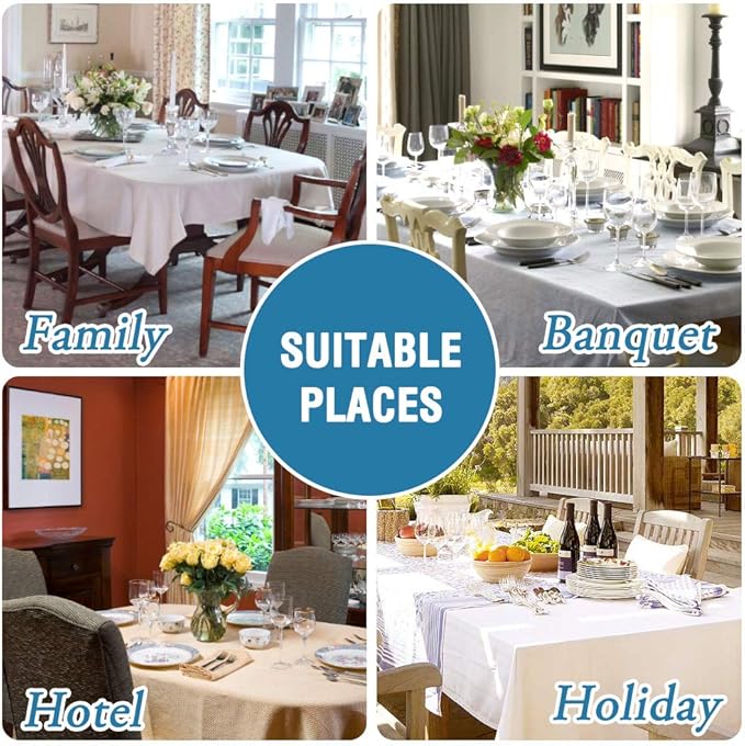 H.VERSAILTEX Linen Textured Table Cloths 60 x 120 Inch Premium Solid Tablecloth Spill-Proof Waterproof Table Cover for Dining Buffet Feature Extra Soft and Thick Fabric Wrinkle Free, Ink Blue