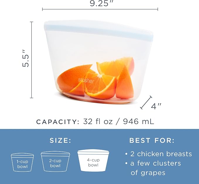 Stasher Premium Reusable Silicone Food Storage Bowl, Deep Ocean, 4-Cup | - Image 5