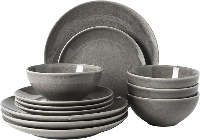 Gibson Elite Castle Peak Plates and Bowls Set, 12-Piece Dinnerware Set by GibsonHomewares