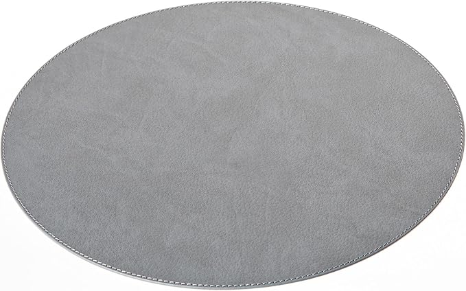 Nikalaz Round Placemats Set (Pack of 4) Recycled Leather Table Mats 15 inches, Kitchen Dining Table Decor by Nikalaz (Dirty Grey)