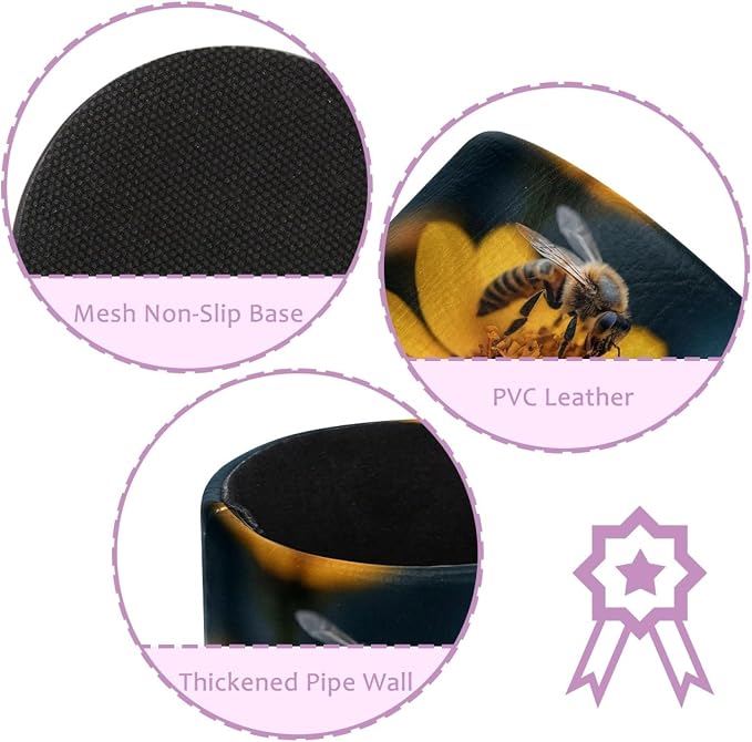 Leather Pen Holder for Desk, Honeybee Pencil Cup Pen Organizer Makeup Brush - Image 2