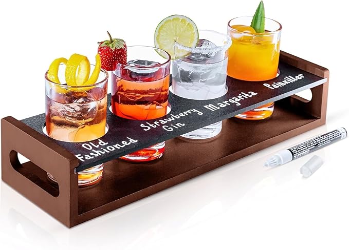 Ksestor Flight Board with 4 Glasses by KSESTOR