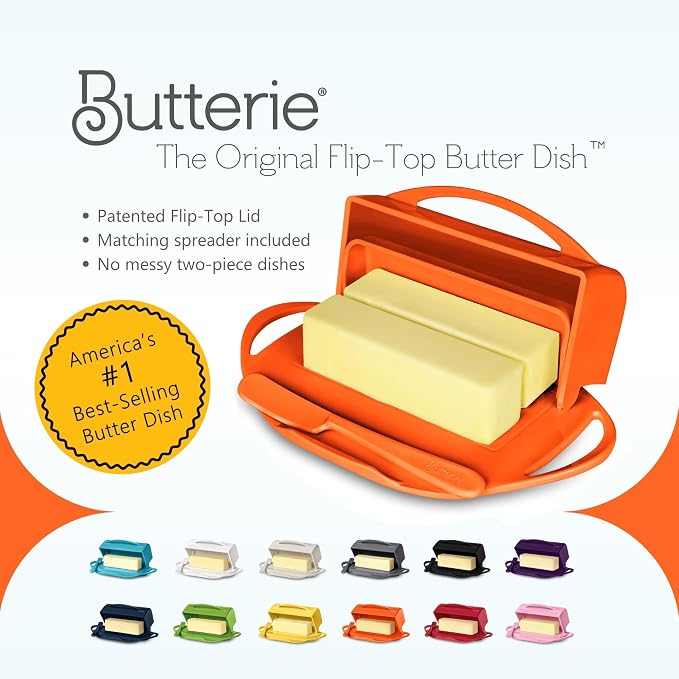 Flip Top Butter Dish with Attached Lid & Matching Knife, 2 Pack - Image 8