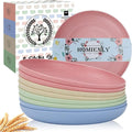 Homienly Deep Dinner Plates Set of 8 Alternative for Plastic - Microwave & Dishwasher Safe Wheat Straw Plates with 4 Colors (Fresh Light, 9 inch)