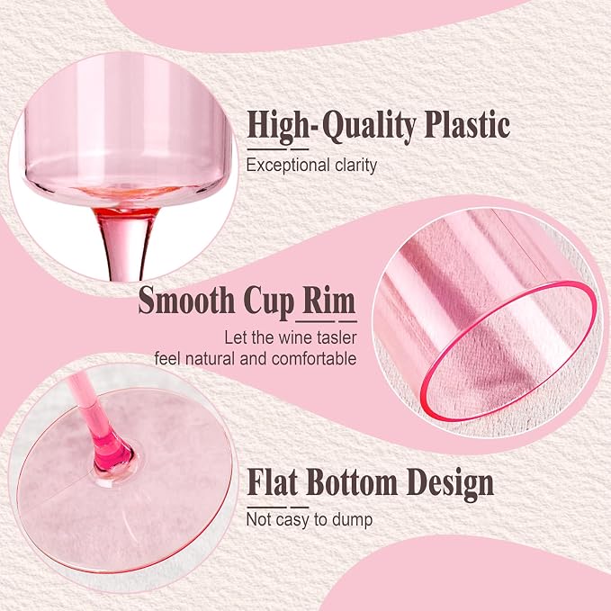 Ciaell 24 Pack Pink Plastic Champagne Flutes - Image 3