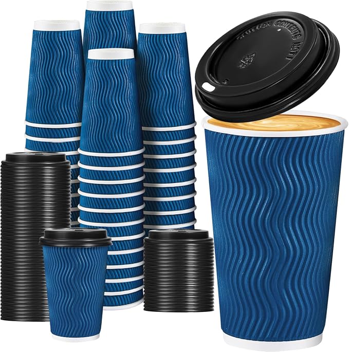 Lamosi Coffee Cups with Lids 16 oz 50 Pack, Disposable To Go Cups with Lid | by BuyNow