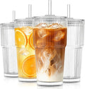 KEMORELA 20oz Ribbed glass cups by KEMORELA