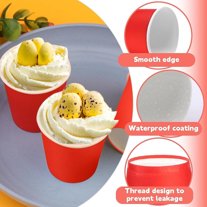 100 Pack 3 oz Paper Cups, Disposable Small Bathroom Cups Red | Bathroom Cups - Image 3