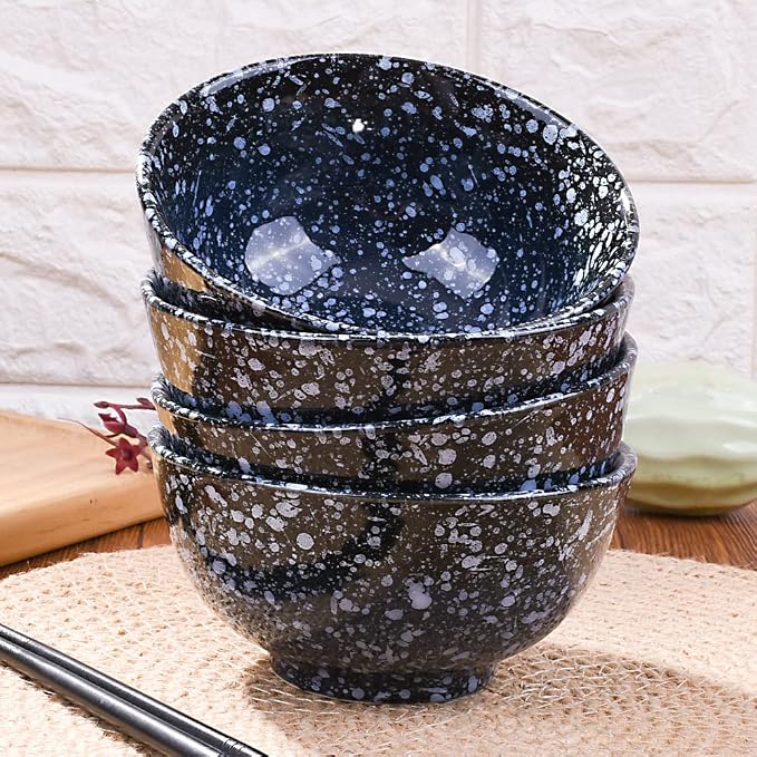 Japanese Bowl Set of 4 Ceramic Rice Bowls 4.5 Inch Speckled Glaze Snack Bowls - Image 4