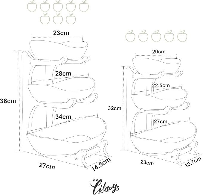 Seven Sparta 3 Tier Fruit Bowl for Kitchen Counter / Ceramic Serving Bowls - Image 7