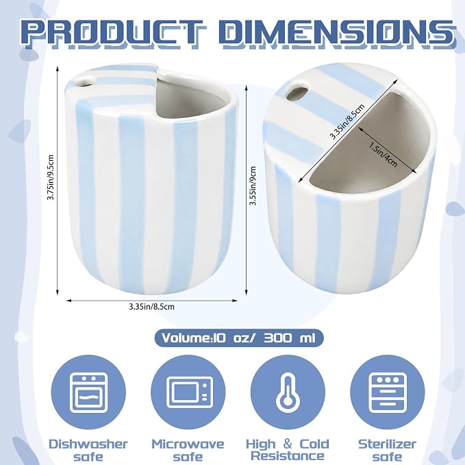 Ceramic Coffee Mug with Sip Hole 10 oz Retro Espresso Cup with Half Lid Hand - Image 2
