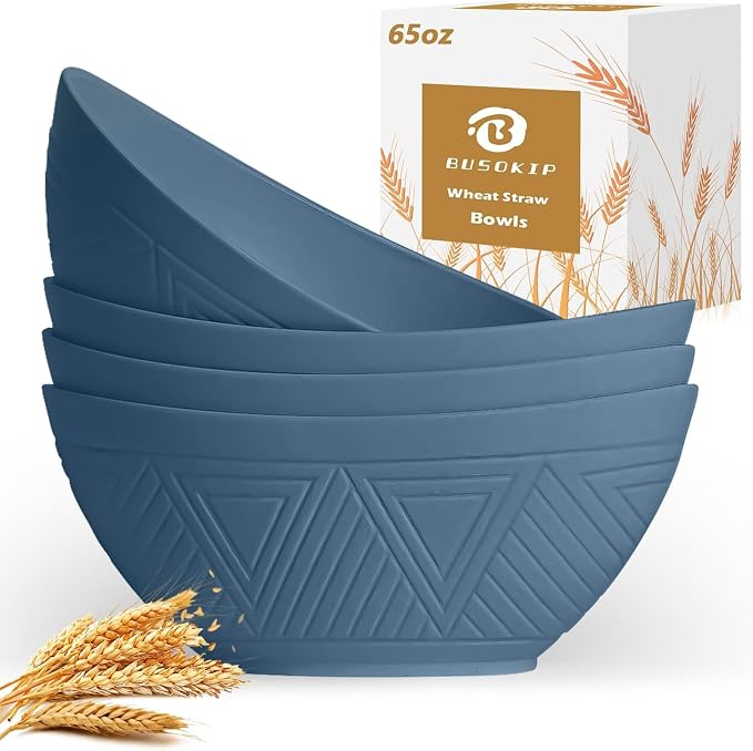 65 OZ Wheta Straw Bowls Set by BUSOKIP