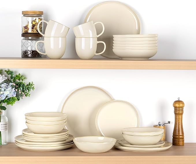 AmorArc Ceramic Plates Set of 6,8.5 Inch Handmade Reactive Glaze Stoneware Plates set for Dessert,Salad,Appetizer,Small Dinner Plates,Microwave & Dishwasher Safe,Scratch Resistant