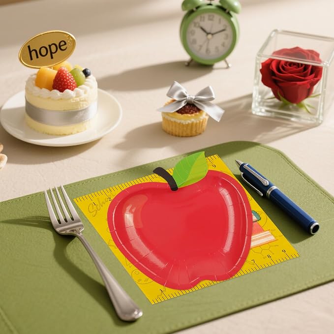 40 PCS Back to School Apple Paper Plates and Napkins Decorations, First Day of - Image 2
