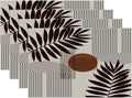 Mid Century Abstract Boho Placemats Geometric Neutral Beige Modern Leaf Plant Semicircle Art Washable Place Mats 12x18Inch for Dining Kitchen Farmhouse Decor 4 PCS