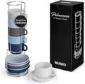 MIAMIO - 6 x 2.5 oz Stoneware Espresso Mug, Cup Set Modern - Palmanova by MIAMIO