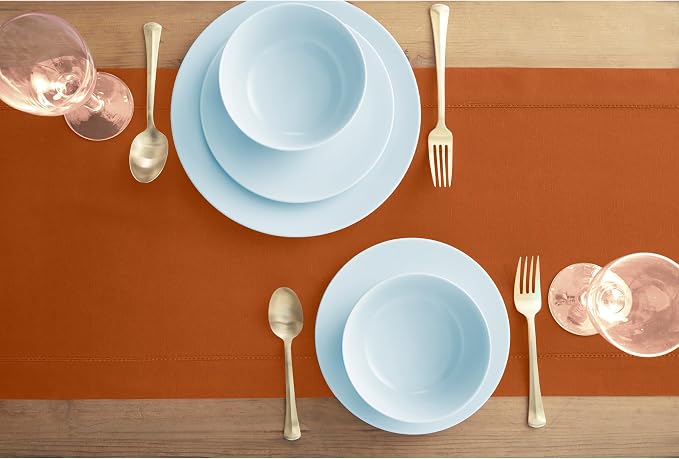 Solino Home Cotton Linen Dining Table Runner Cinnamon Hemstitch, 14 x 36 in | - Image 4