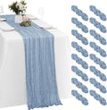 16 Pack Dusty Blue Cheesecloth Table Runners 20x120 Inch Gauze Table Runner by Yorcari