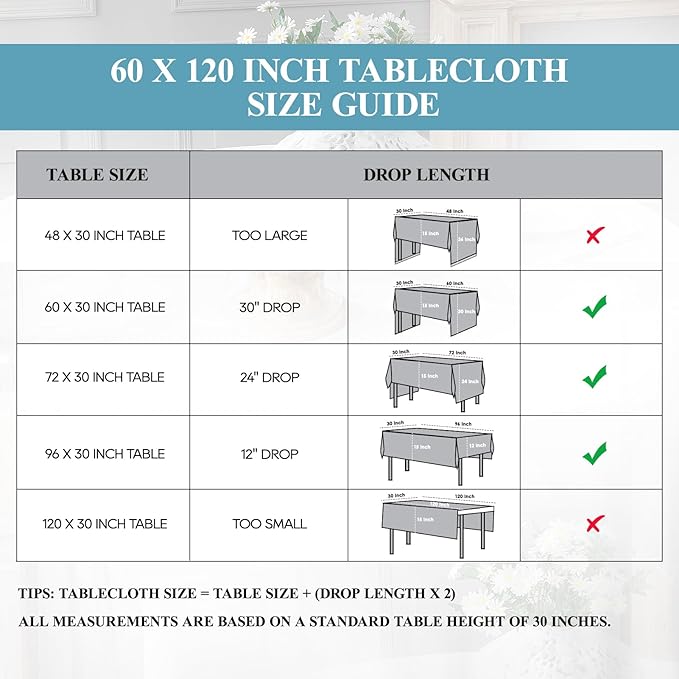 VidaFete Tablecloth 60 * 120inch 10 Pack Rectangle Table Cloth Polyester, Stain Wrinkle Resistant Dining Table Cover for Kitchen Dinning Party Wedding Rectangular Tabletop Buffet Decoration(White)
