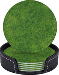 6 Pcs Green Grass Leather Coasters by CAPVKING
