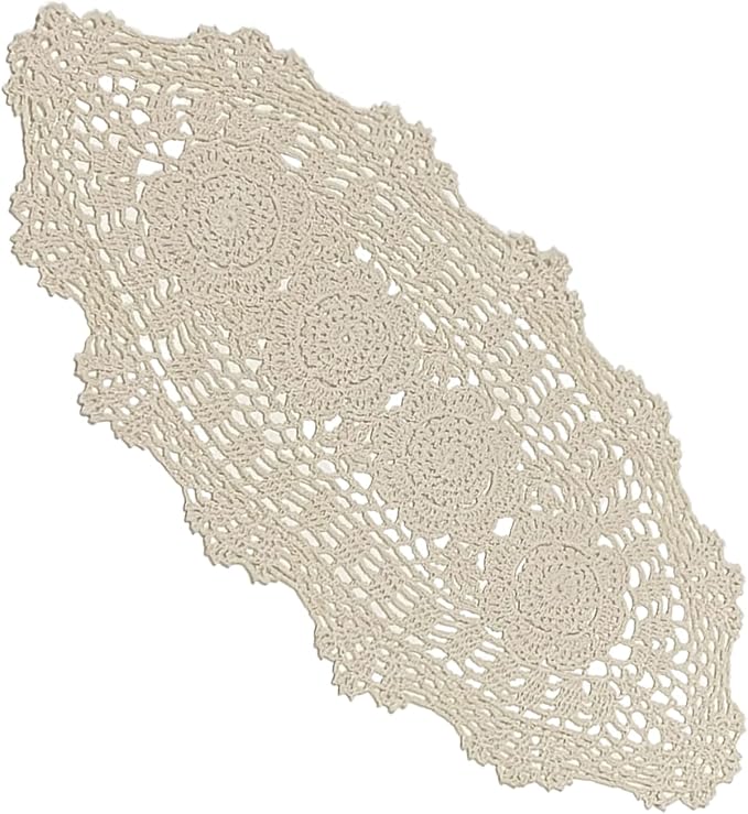 Phantomon Oval Lace Table Runner Doilies Floral Table Scarf Furniture Cloth by Phantomon