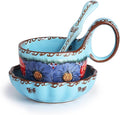 silesia Handmade Loop Handle Soup Bowl, Plate and Spoon Set Ceramic Hand by silesia