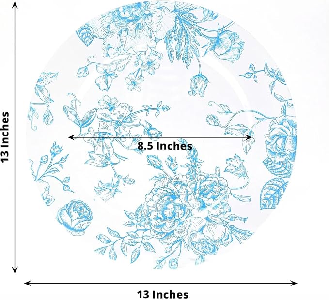 Efavormart 6 Pack Floral Acrylic Charger Plates in French Toile Pattern - Image 2