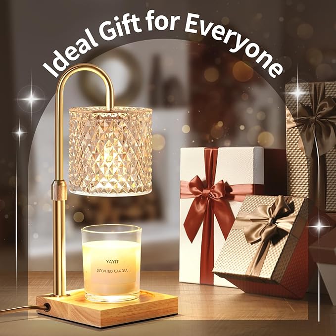 Candle Warmer Lamp with Timer Dimmer Adjustable Height, Candle Warmer with 2 Bulbs for Jar Candles, Home Decor, for Women Birthday