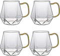 AEFPOYMXU 4pcs Crystal Clear Glass Coffee Cups Set by AEFPOYMXU