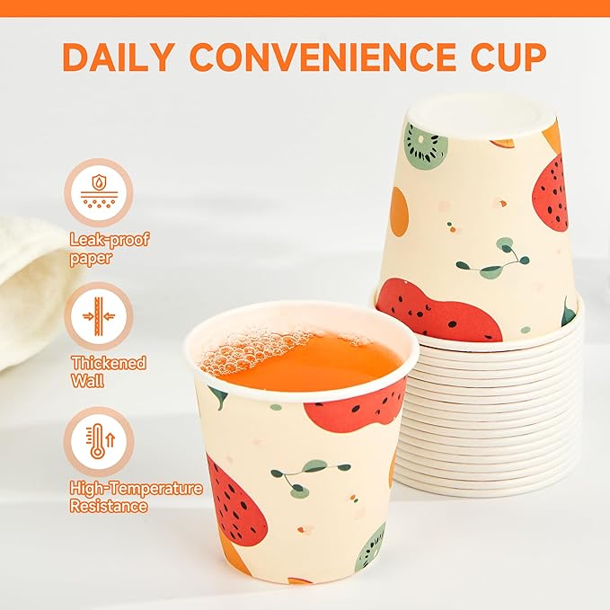 300 Pack 3 oz Bathroom Cups, Disposable Paper Cups with Rolled Rim, Small Paper Mouthwash Cup for Guest Bathrooms, Vanity & Office Use, Off-white