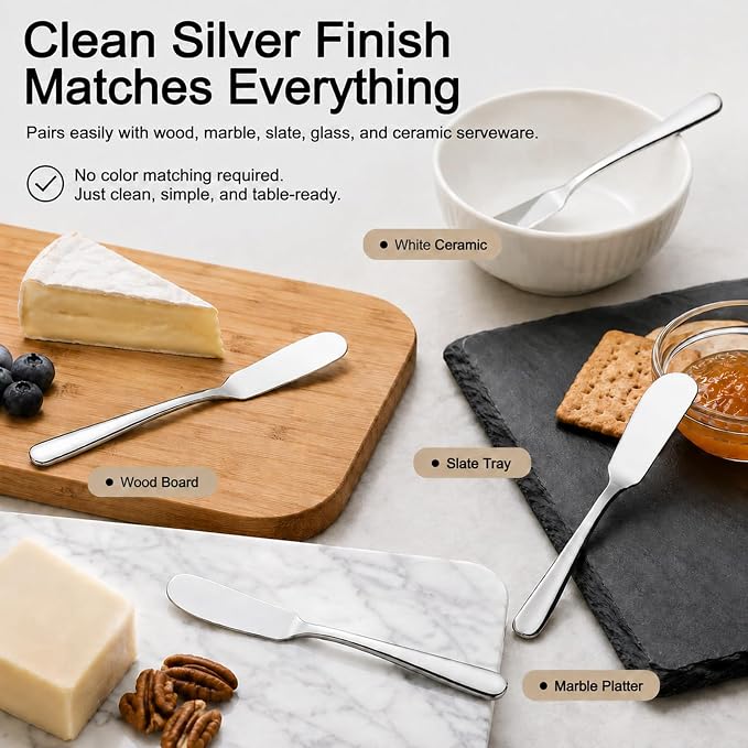 4 Pack Stainless Steel Butter Spreader Knives Jam Cream Spread Utensils | - Image 6