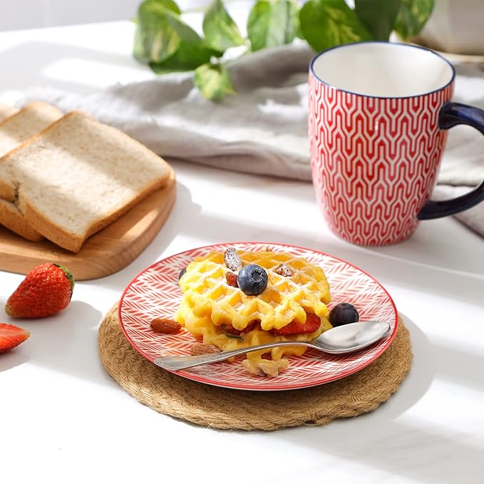 Selamica Ceramic Dessert Plates Set of 6, 6 Inch Mini Dinner Plates for Cake Snacks Side Dish, Microwave & Dishwasher Safe