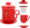 Porcelain Tea Cup with Infuser Lid and Saucer Sets by Unknown
