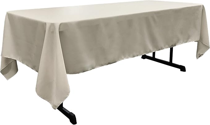 LA Linen Polyester Poplin Washable Rectangular Tablecloth, Stain and Wrinkle Resistant Table Cover 60x102, Fabric Table Cloth for Dinning, Kitchen, Party, Holiday 60 by 102-Inch, Gray Light