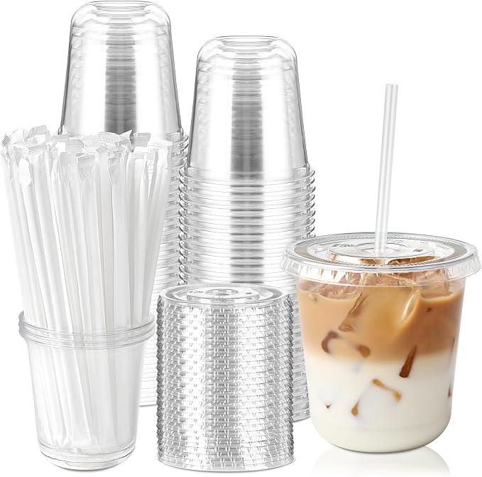 Soelomu 50 Sets 12oz Round Bottom Plastic Cups by Soelomu
