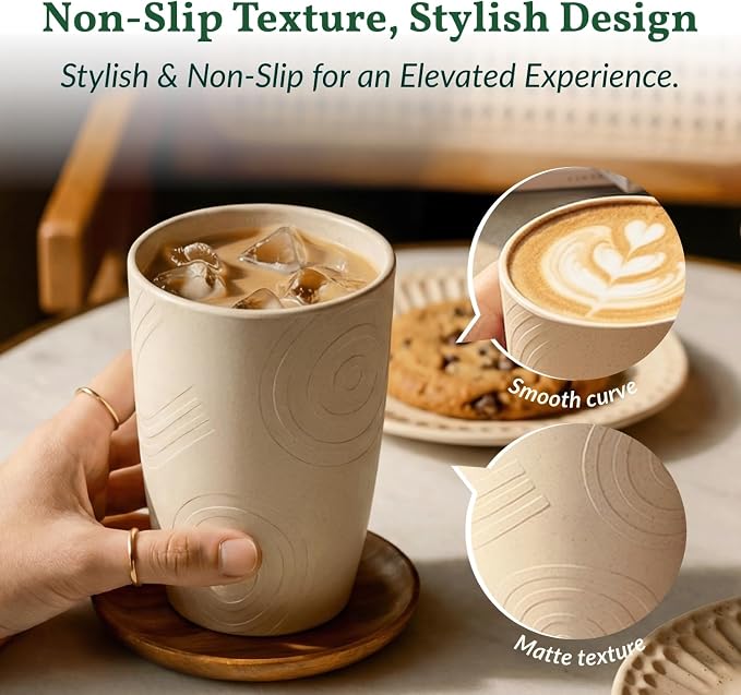 Homienly Wheat Straw Cups Unbreakable Plastic Cups Reusable Drinking Cups - Image 2