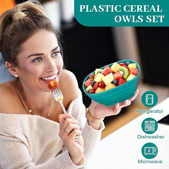 Gejoy 64 Pcs Unbreakable Cereal Reusable Wheat Straw Lightweight Bowls Microwave and Dishwasher Safe Soup Fiber Bowls for Kitchen Serving Salad Rice Snacks (Green)